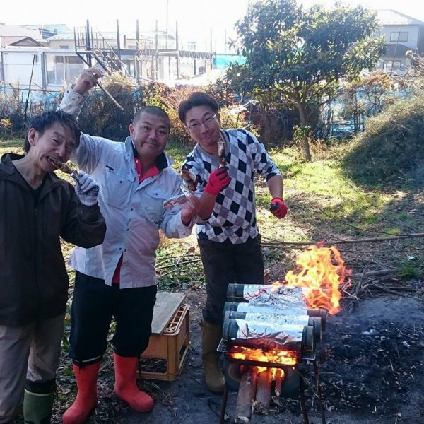 切りたての竹でコーヒーブレイク。